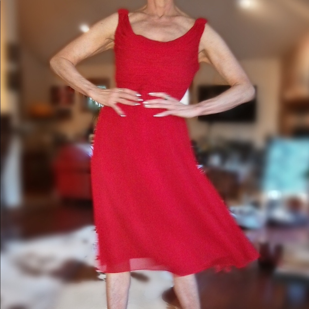Read chiffon vintage inspired cocktail dress